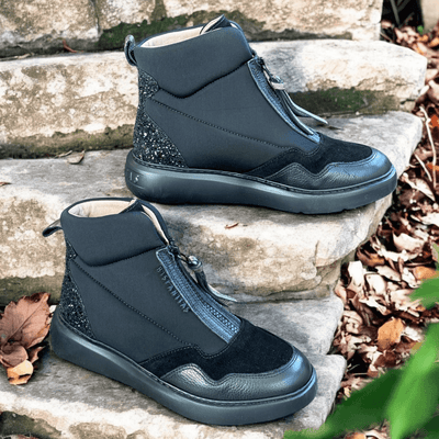 Womens Hispanitas 243654 Black Zip Front Stretch Ankle Boots - Oceania