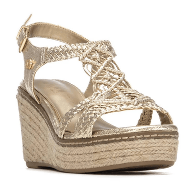 Womens Xti 145456 Gold Espadrille Wedge Sandals - Gold