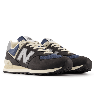 New Balance Mens 574 Trainers - Black Cement with Slate Grey - Black