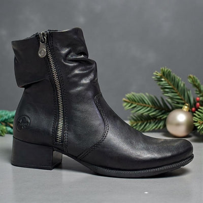 Womens Rieker 78656 Black Slouch Double Zip Boots - Black