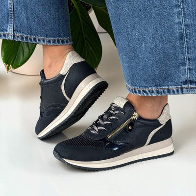 Womens Jana 23774 Side Zip Trainers - Navy