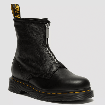 Womens Dr Martens 1460 Zip Front Virginia Soft Leather Black Boots - Black