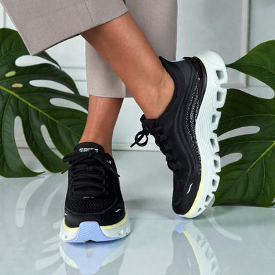 Womens Skechers 150760 Black Arch Fit Glide-Step Wave Trainers - Black