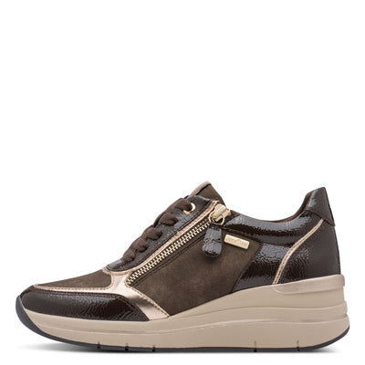 Womens Jana 23789 Cafe Side Zip Trainers - Cafe