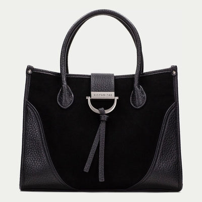 Womens Hispanitas 265022 Suede Shoulder Bag - Black
