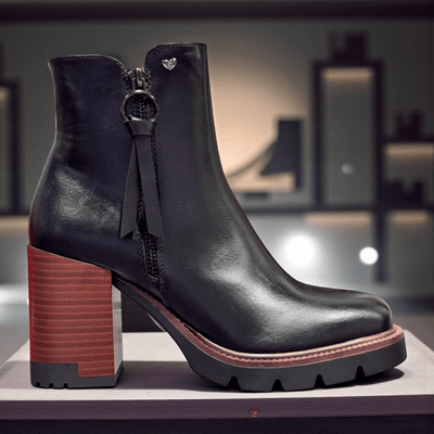 Womens Susst Tiffany Block Wooden Heel Boots - Black