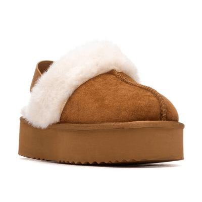 Womens Xti 144440 Faux Fur Lined Platform Mules - Tan