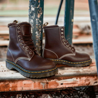 Womens Dr Martens 1460 Serena Fur Lined Boots - Dark Brown - Brown