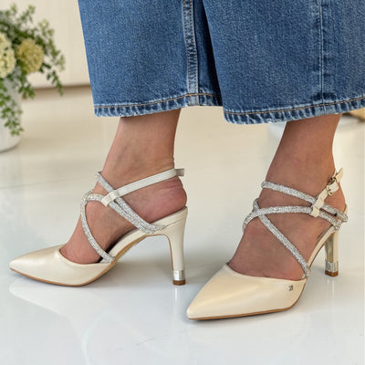 Womens Kate Appleby Hursley Criss Cross Diamante Strapped High Heels Heels - Almond