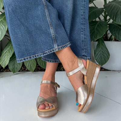 Womens Pitillos 11280 Wedge Sandals - Gold