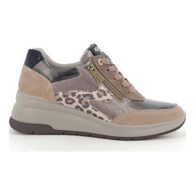 Womens Igi & Co 21523 Side Zip Wedged Trainers - Beige and Brown