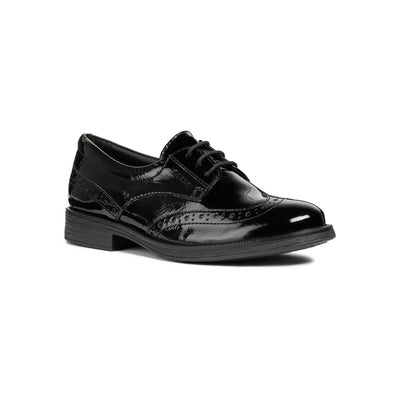 Junior Girls Geox Agata Black Patent School Shoes - Black Patent