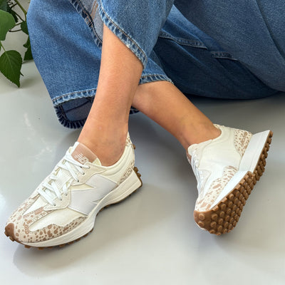 New Balance Womens 327 Leopard Print Sea Salt Trainers - Sea Salt Leopard Print