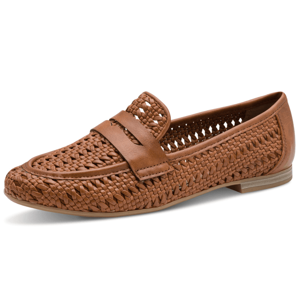 Womens Marco Tozzi 24232 Woven Flat Loafers - Tan
