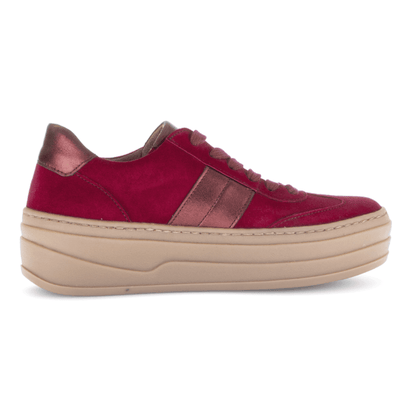 Womens Gabor 73.350 Wool Platform Trainers - Burgundy