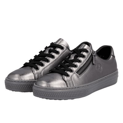 Womens Rieker L59L1 Zip and Lace Up Trainers - Pewter
