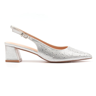 Womens Lunar Milan Slingback Heels - Silver