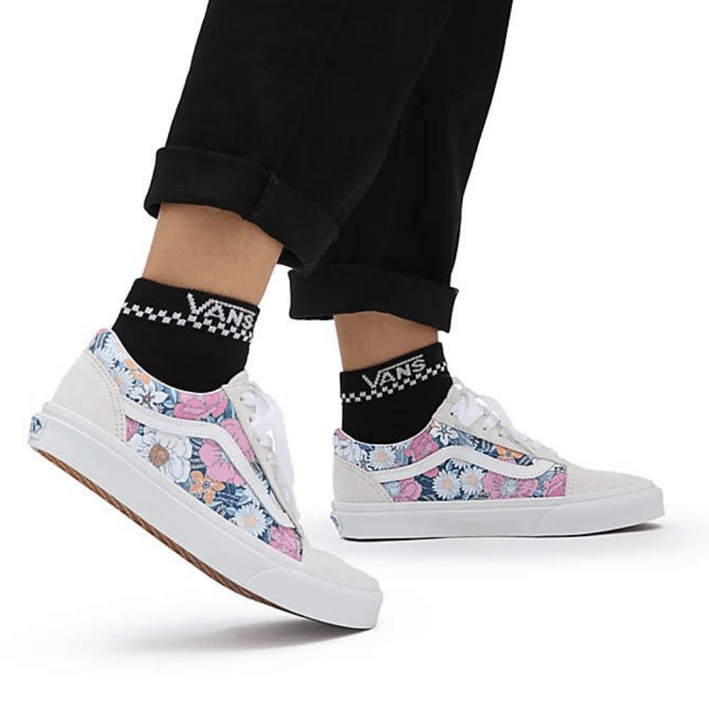 Vans White Multi Retro Floral Old Skool Trainer | Millars Shoe