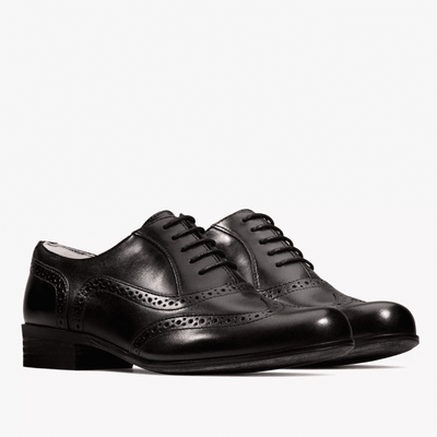 Girls Clarks Hamble Oak Black Leather Shoes - Black Leather