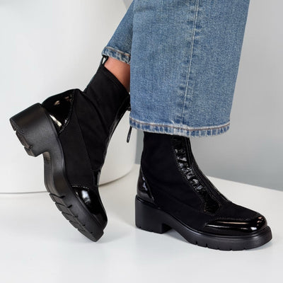 Womens Unisa Jandro Front Zip Ankle Boots - Black