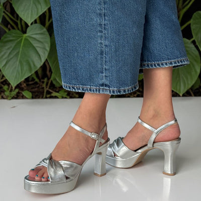 Womens Unisa Onoa Heeled Sandals - Silver
