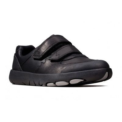 Infant Clarks Boys Rex Pace - Black Leather - Black