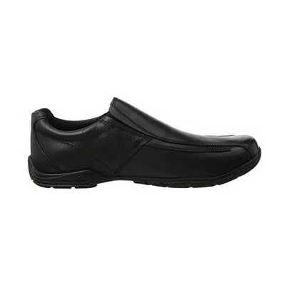 Term Boys Hoddle Slip on Loafers School Shoes - Black Leather - Black