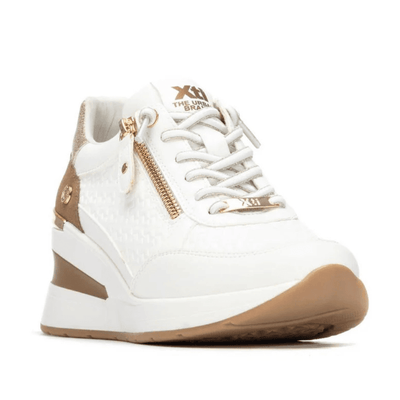 Womens Xti 14544902 White and Tan Wedge Trainers - White
