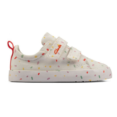 Clarks Infants Foxing Print Off White Trainers - Off White