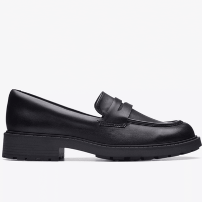 Girls Clarks Orinoco 2 Penny Loafer - Black Leather - Black Leather