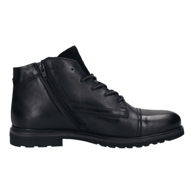 Bugatti Mens A0U3L Vittore Black Leather Side Zip Ankle Boots - Black