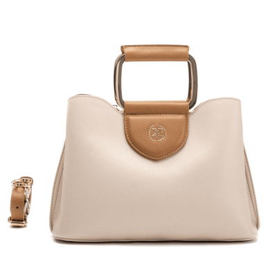 Xti 184564 Beige with Gold Circle Handle Handbag - Beige Gold