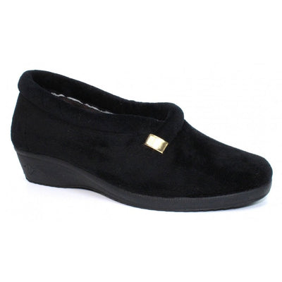 Lunar Womens Bridie Quilted Black Slippers - black