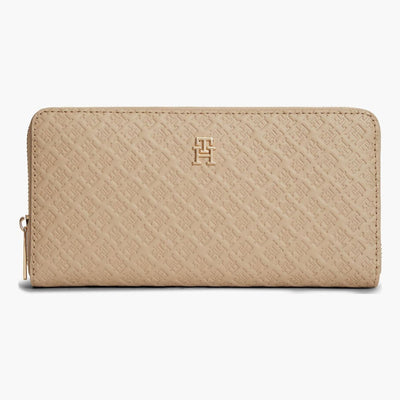 Womens Tommy Hilfiger Icon Debossed Zip Around Purse - Cream
