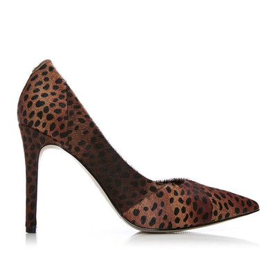 Womens Moda in Pelle Stiletto High Heel Court Shoes - Brown