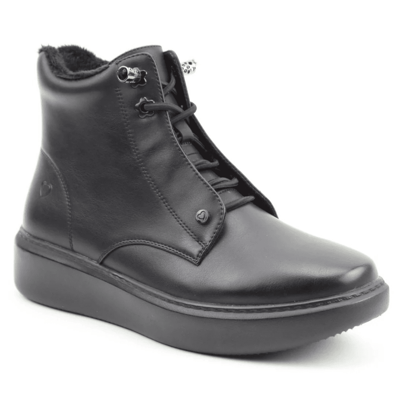 Womens Heavenly Feet Petra Lined Wedge Booties - Black