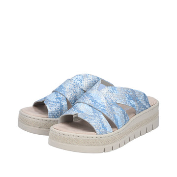 Womens Rieker V4989 Blue Wedge Sandal - Blue