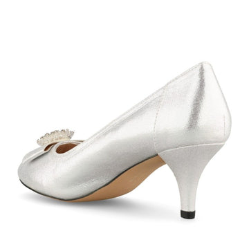 Womens Sorento Silver Metallic Shimmer La Mesita Heels - Silver Metallic Shimmer