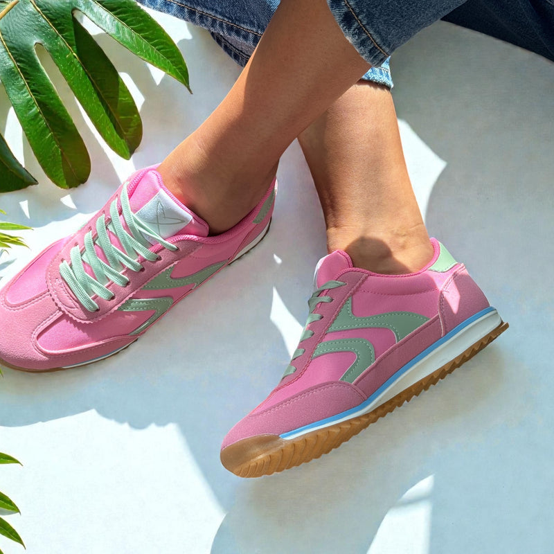 Womens Lunar Zoe Sporty Lace Up Trainers - Pink