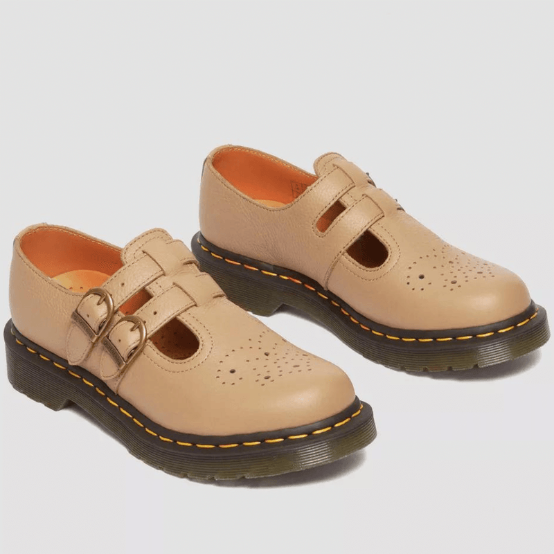 Womens Dr Martens 8065 Mary Jane Shoes Virginia Leather - Tan