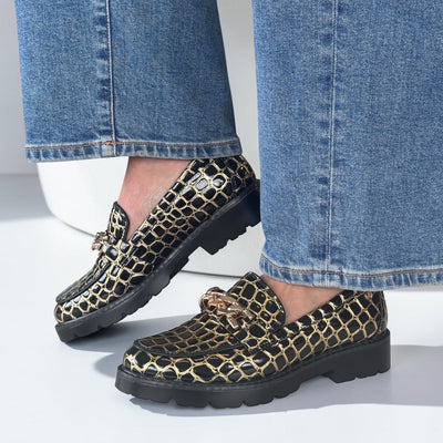 Womens Zanni & Co Chain Detail Daqia Loafers - Bling Ring