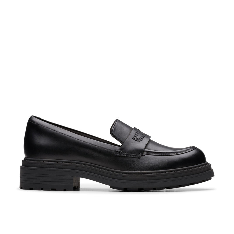 Girls Clarks Orinoco3 Edge School Shoes - Black