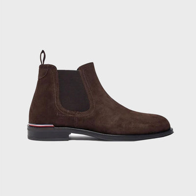 Mens Tommy Hilfiger Core Rwb Dark Brown Suede Chelsea Ankle Boots - Dark Brown