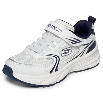 Boys Skechers 403857L White & Navy Sporty Retro-Graph Trainer - Junior - White