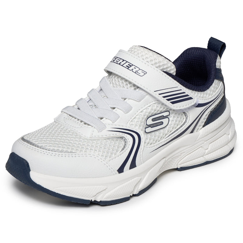 Boys Skechers 403857L White & Navy Sporty Retro-Graph Trainer - Junior - White