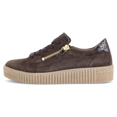 Womens Gabor 6010 Suede Platform Trainers - Dark Brown