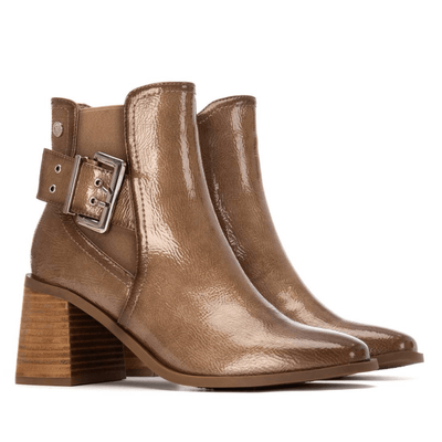 Womens Xti 144315 Block Heeled Boots - Beige Gold