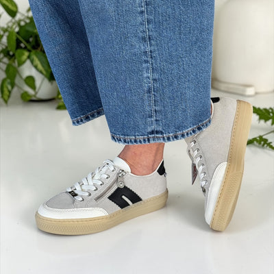 Womens Rieker L5903 Zip and Lace Up Trainers - Grey