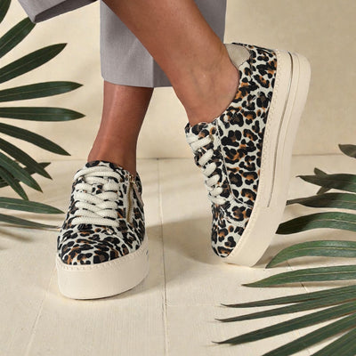 Womens Jana 23767 Print Platform Trainers - Beige Leopard