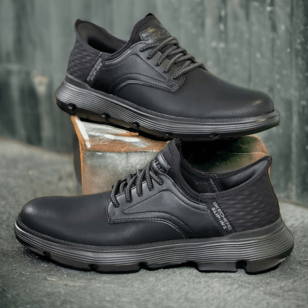 Skechers Mens Slip In Garza Trainers in Black Leather
